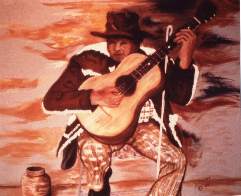 blind man playing for money