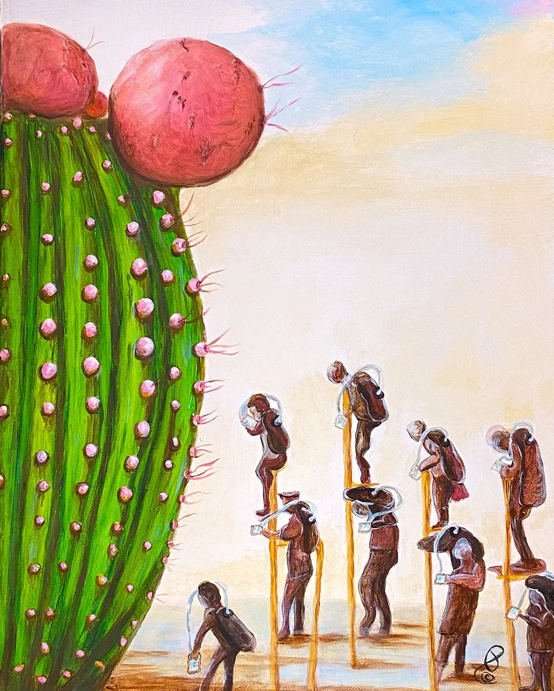 lining up for cactus water
